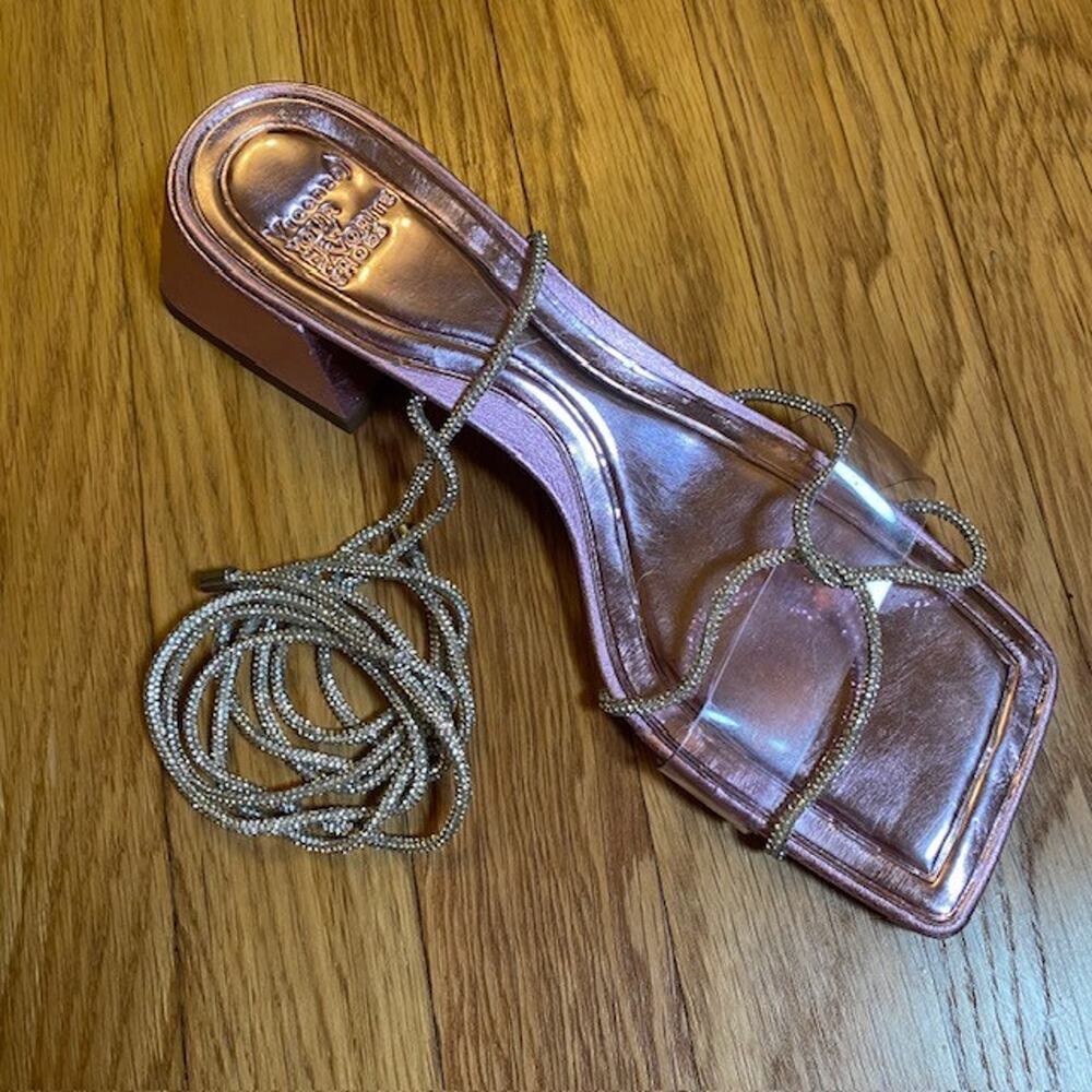 Vicenza New Favorite Shoe Metallic Pink Womens 9 Silver Strappy Lace Up Ankle